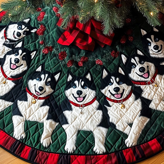 Howling Holiday Huskies Artisan Quilt Artwork