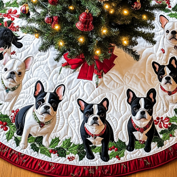 Merry Boston Terrier Magic Artisan Quilt Artwork