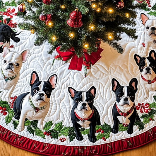 Merry Boston Terrier Magic Artisan Quilt Artwork