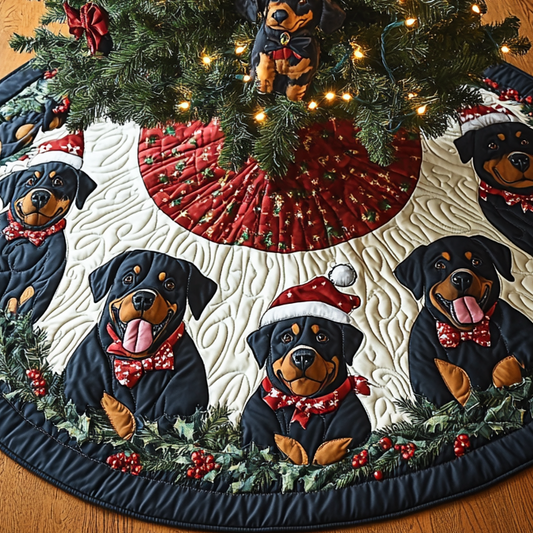 Merry Rottie Christmas Artisan Quilt Artwork