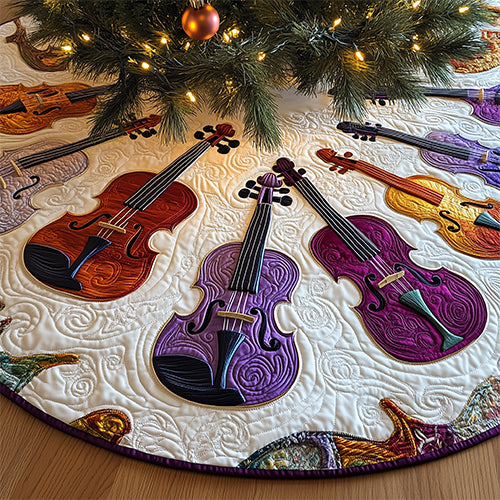 Festive Purple Violins Artisan Quilt Artwork