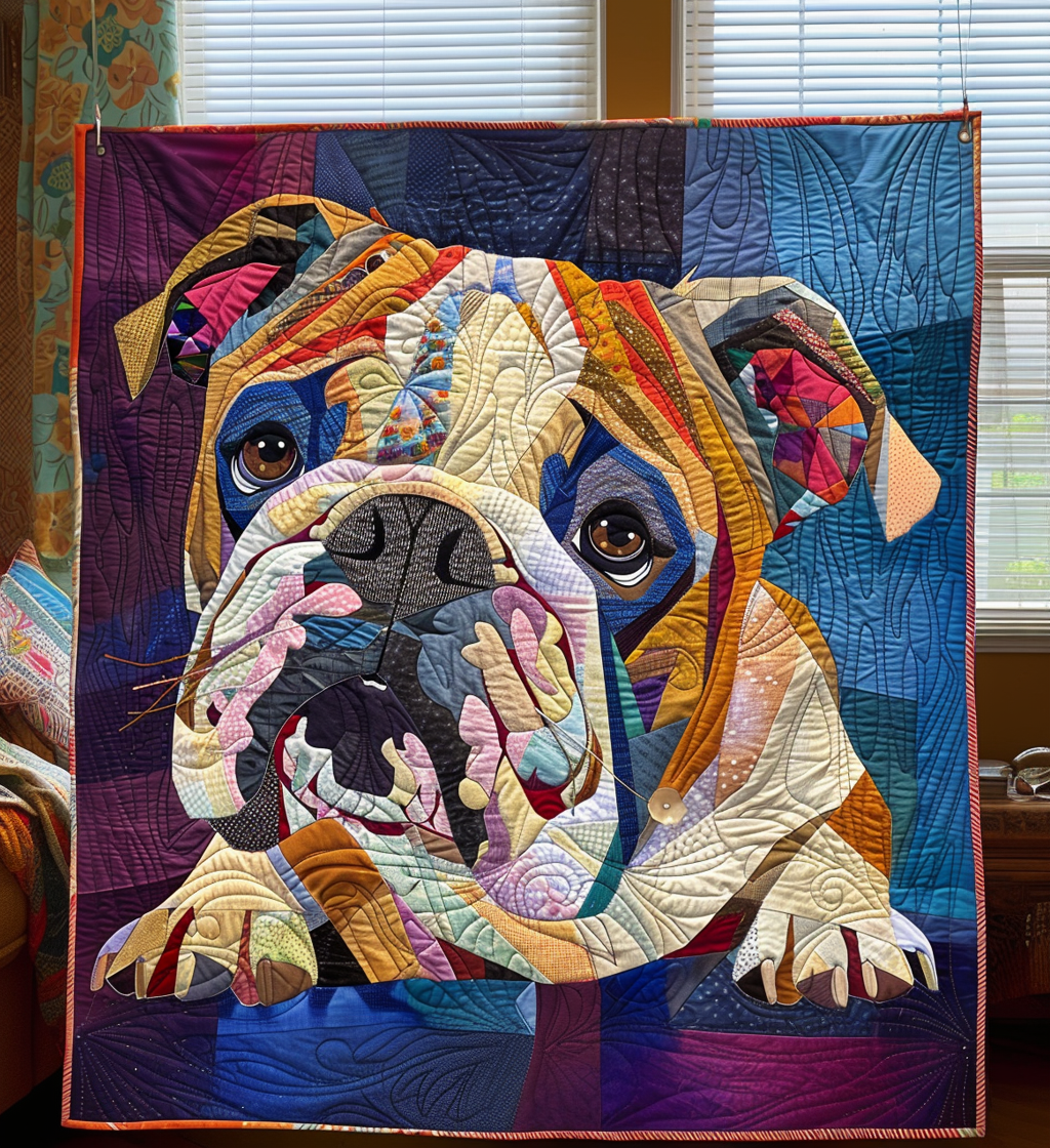 Cozy Bulldog Artisan Quilt Artwork