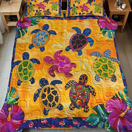 Hibiscus Turtle Artisan Quilt Artwork