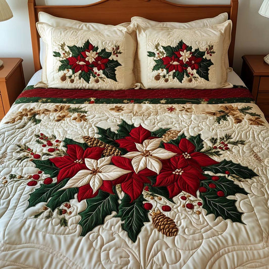 Poinsettia Charm Artisan Quilt Artwork