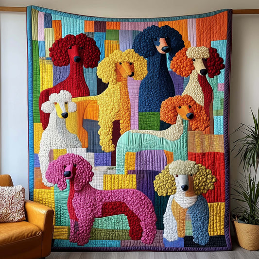 Colorful Poodle Artisan Quilt Artwork