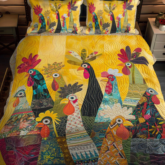 Sunrise Roosters Artisan Quilt Artwork